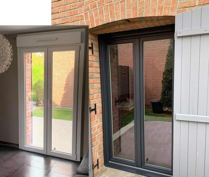 Intérieur et extérieur d'une porte-fenêtre