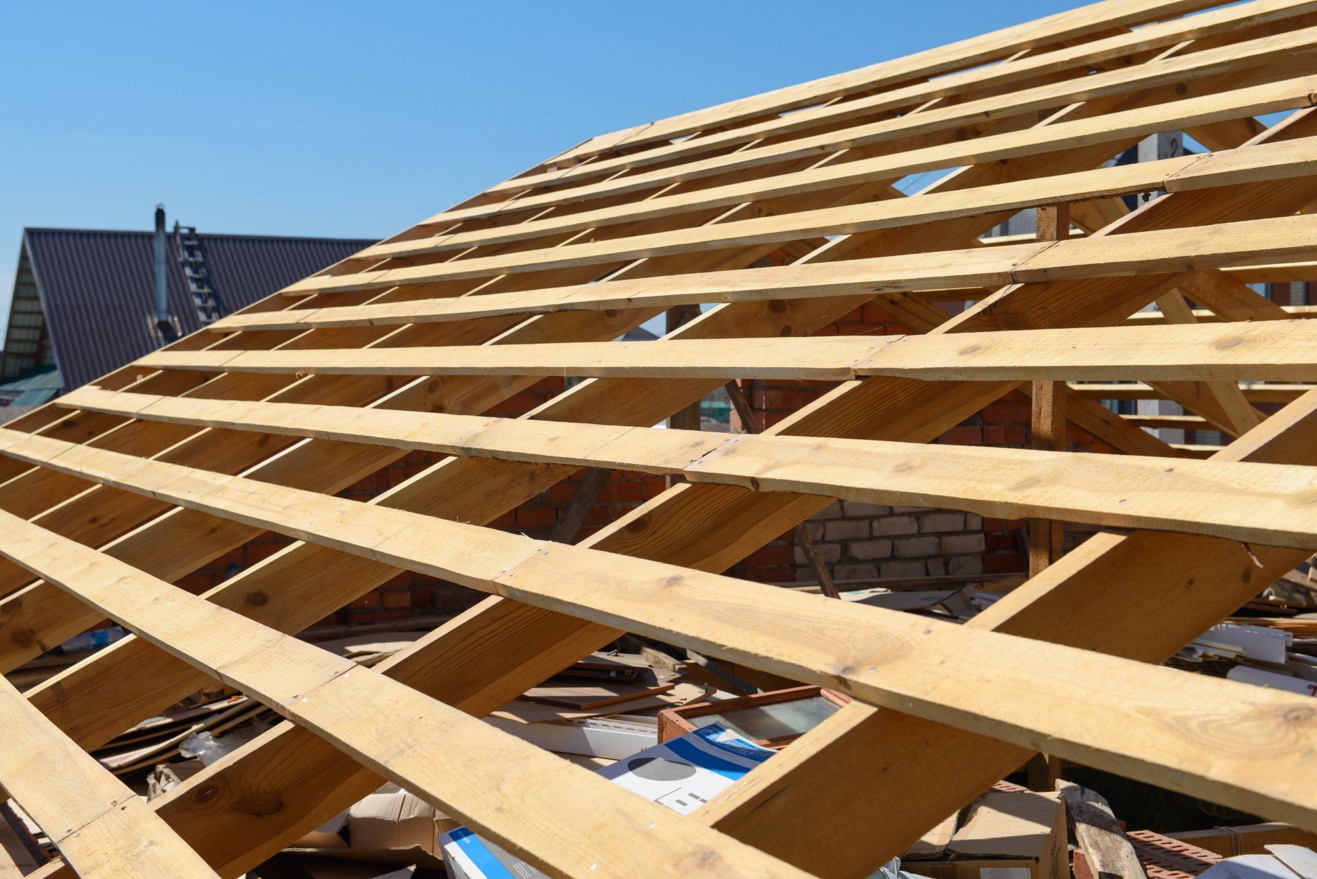 Charpente d'une habitation sans tuiles