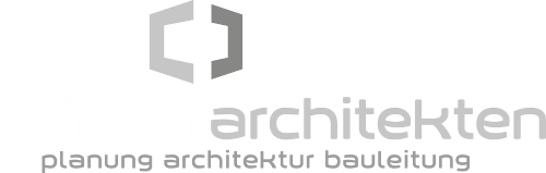 Grey “architekten” logo with geometric icon and the words “planung architektur bauleitung” underneath
