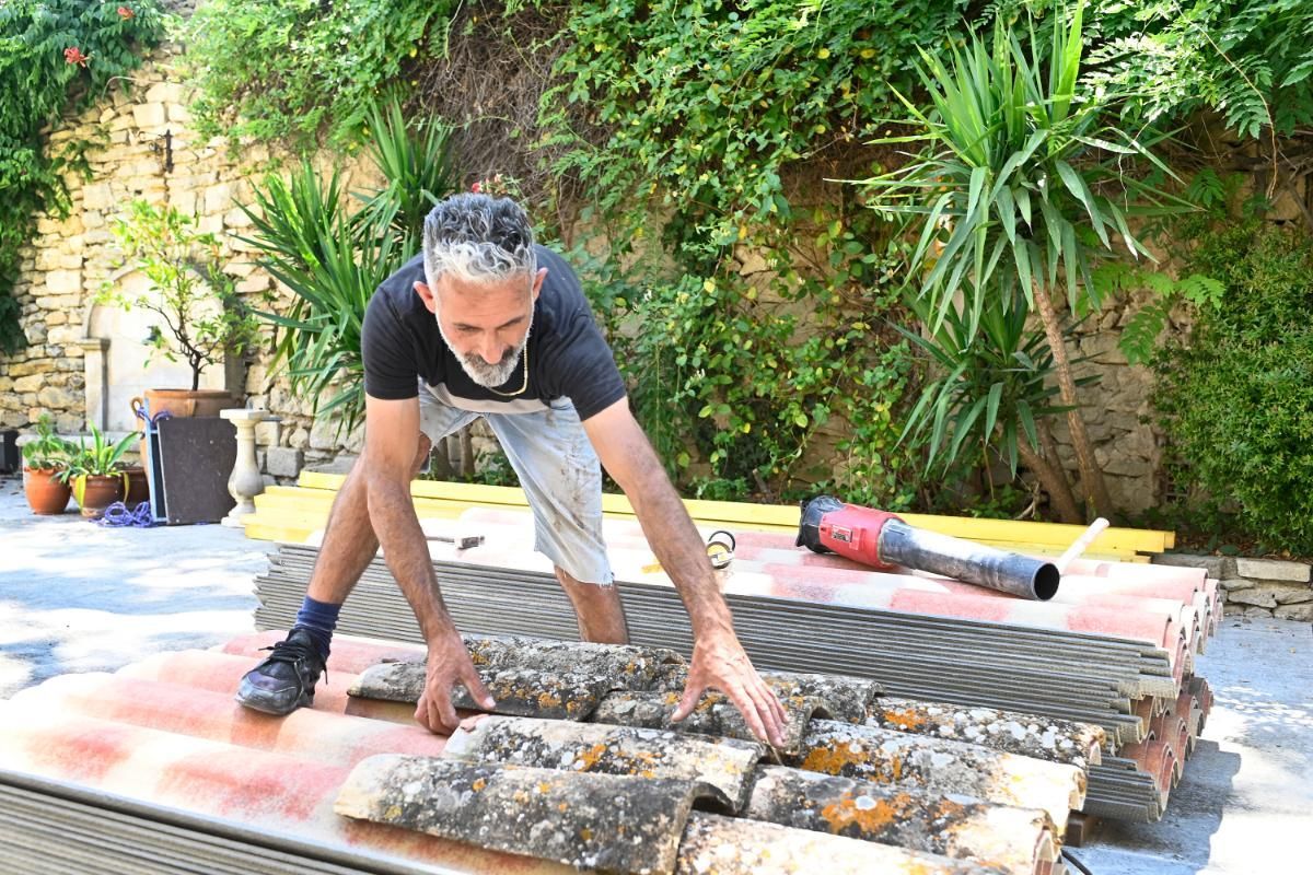 Pose d'anciennes tuiles