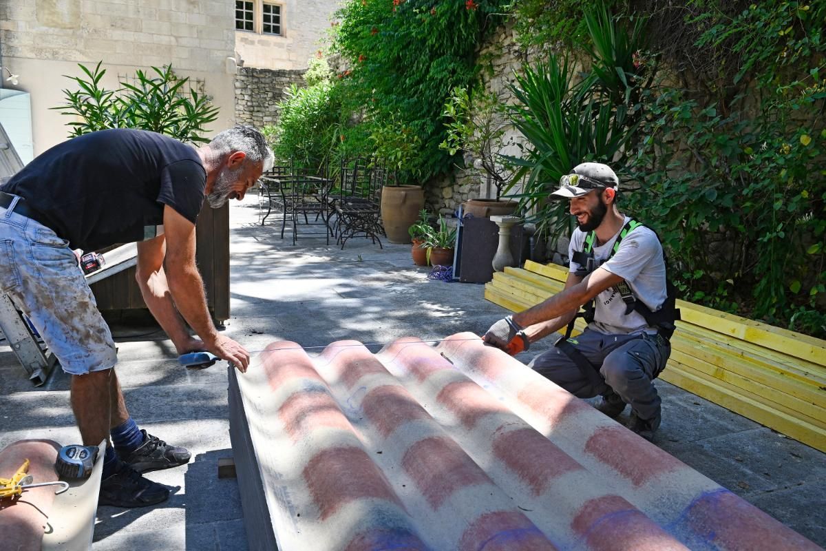 Préparation d'un pans de toiture au sol