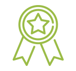 Ruban de récompense vert avec une étoile au centre