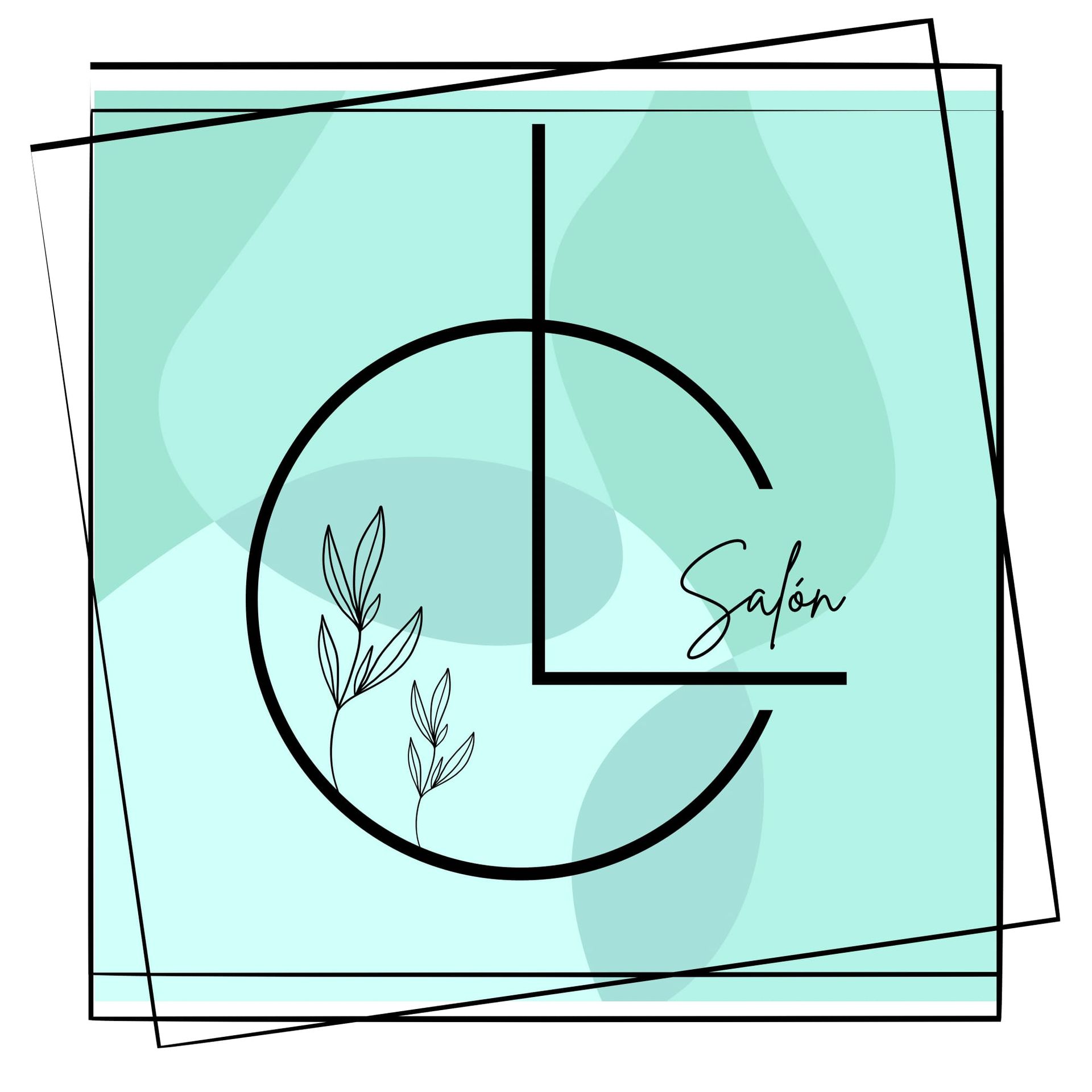 Un logotipo para un salón con un círculo y hojas.