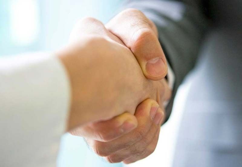 Un primer plano de dos personas dándose la mano.