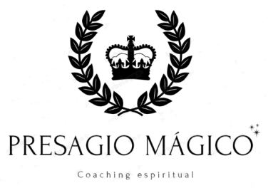 Un logotipo en blanco y negro para el coaching espiritual Presario Mágico.