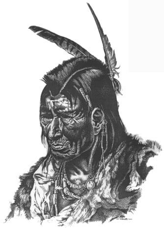 Zeichnung von indigener Person