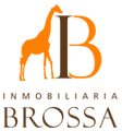 Logotipo de Inmobiliaria Brossa con una jirafa naranja y una &ldquo;B&rdquo; estilizada sobre un fondo blanco.