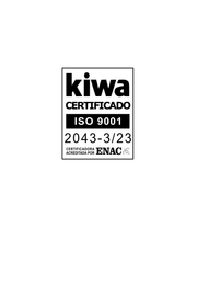 Logotipo de Kiwa certificado ISO 9001 con acreditación ENAC e icono de sello