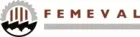 Logotipo de FEMEVAL con emblema y texto en color marrón sobre un fondo blanco y gris.