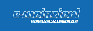 Ein blaues Logo für e-weinzierl Busvermietung