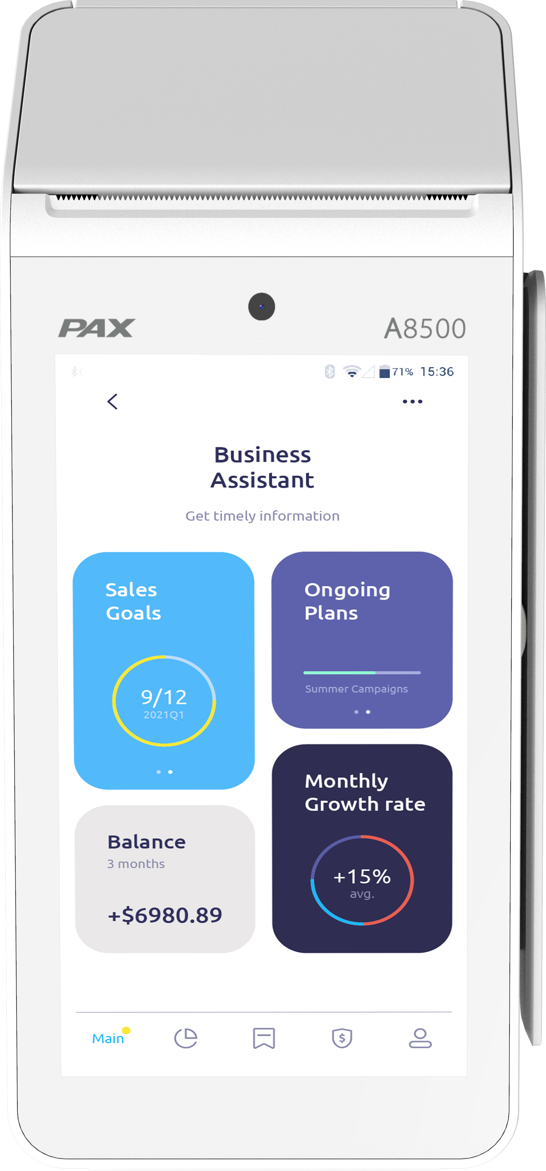 Un terminal de paiement blanc.