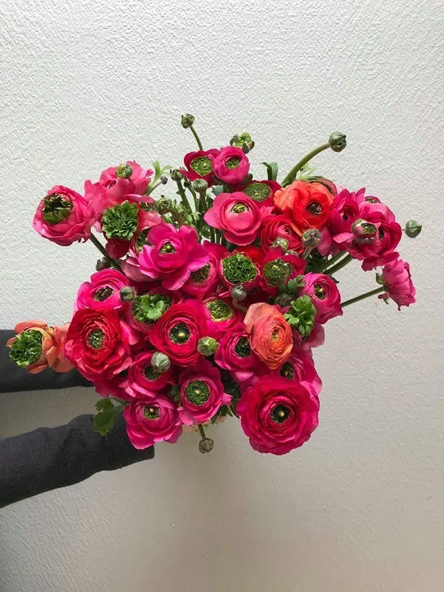 Composition florale rose foncé