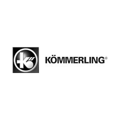 Logo: „Kömmeling“, ein schwarz-weißes Design mit einem stilisierten „K“ in einem Kreis auf weißem Hintergrund.