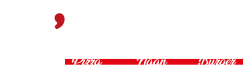 Marque rouge en forme de virgule au-dessus d'une bannière à motifs rouges et blancs.