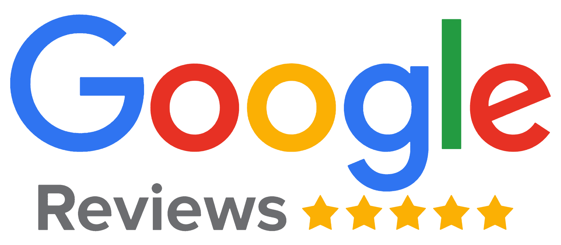 Logo Google Reviews avec texte bleu, rouge, jaune et vert, « Avis » en gris et cinq étoiles dorées.