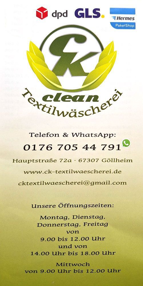 Ein Flyer für die Firma clean textilwäscherei