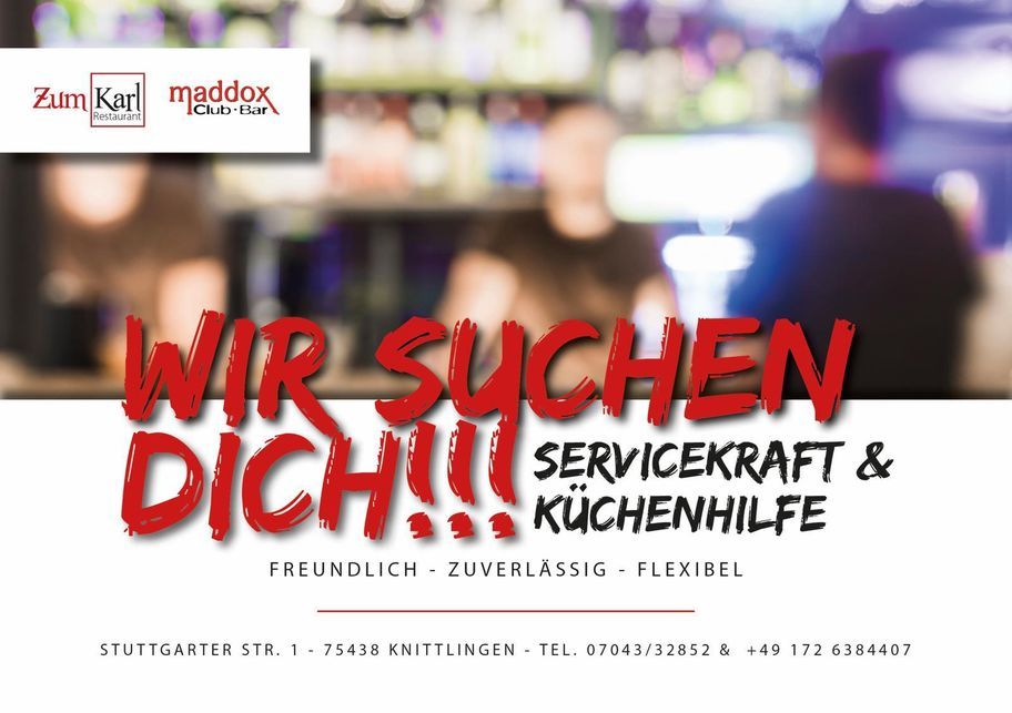 Stellenanzeige für Servicekraft und Küchenhilfe in Knittlingen Stellenanzeige für Servicekraft und Küchenhilfe in Knittlingen