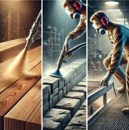 Visuel en 3 panneau illustrant l'aérogommage