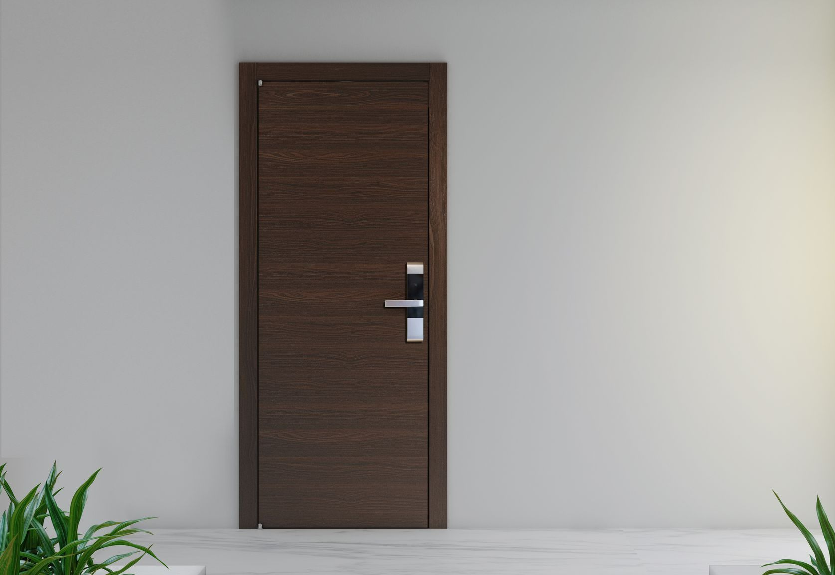 Porte d'entrée en PVC imitation bois