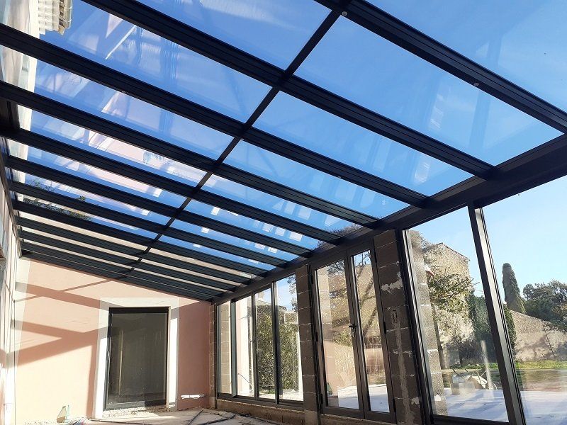 Véranda toiture vitrée - Courthézon - Pose en Novembre 2020