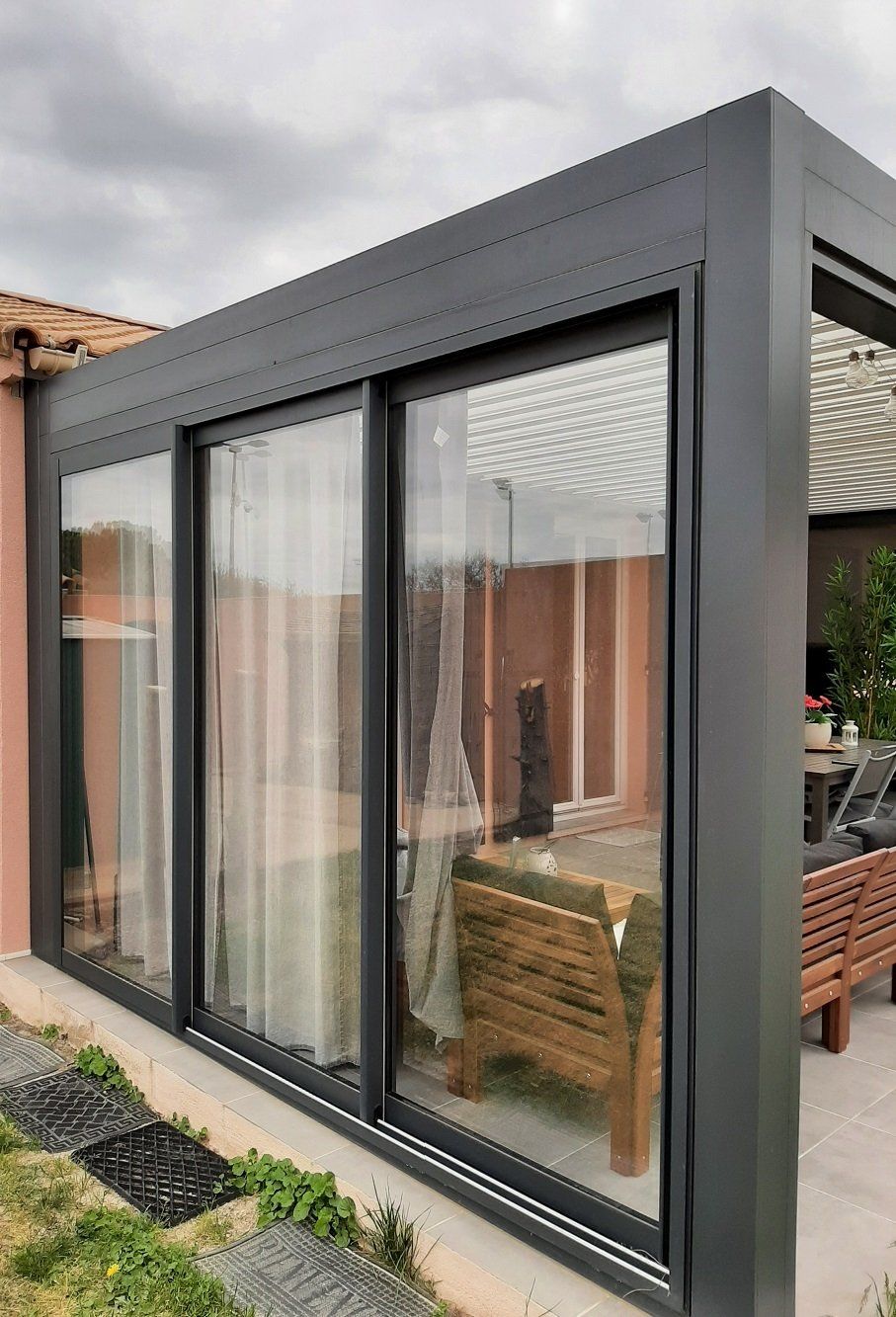 Pergola bioclimatique avec store ZIP et coulissant Aluminium - Vaucluse - Jonquerettes - Pose en Mai 2021