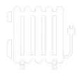 Un dibujo en blanco y negro de un radiador con un enchufe conectado a él.