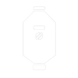 Un dibujo de una botella con una etiqueta sobre un fondo blanco.