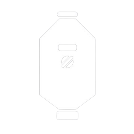 Un dibujo de una botella con una etiqueta sobre un fondo blanco.