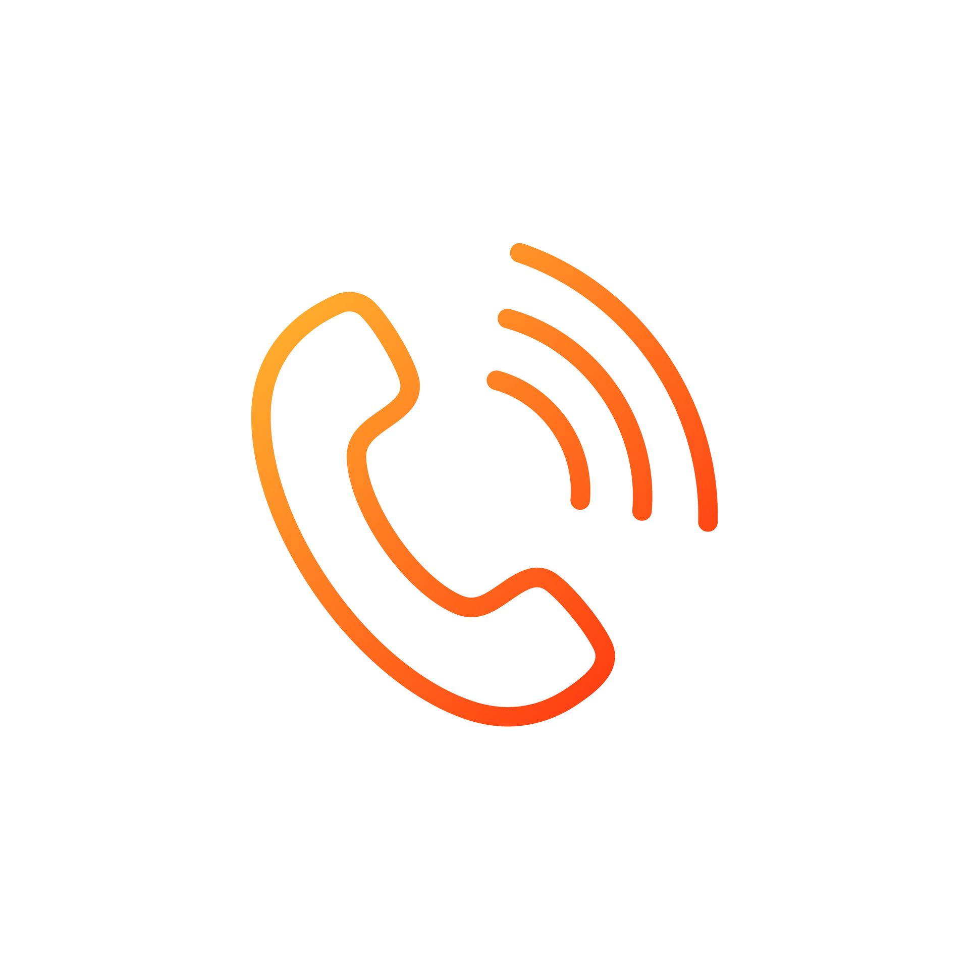 Un dibujo lineal de un teléfono del que salen ondas.