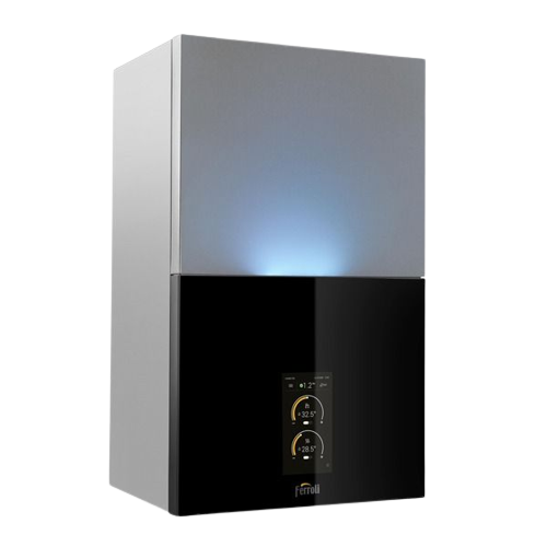 Una caja gris y negra con una luz azul saliendo de ella