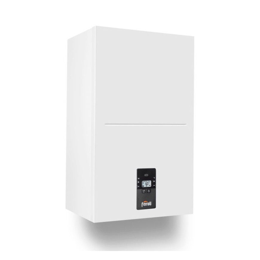 Una caldera blanca está colocada sobre una superficie blanca.