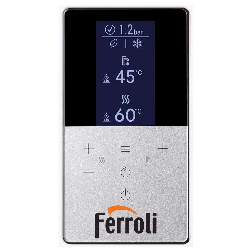 Un control remoto de ferroli muestra la temperatura a 45 grados.