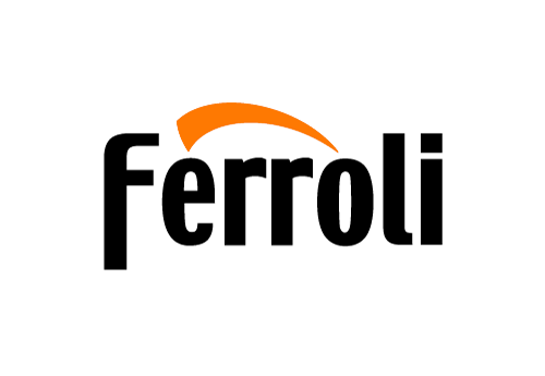 El logotipo de Ferroli es negro y naranja sobre un fondo blanco.