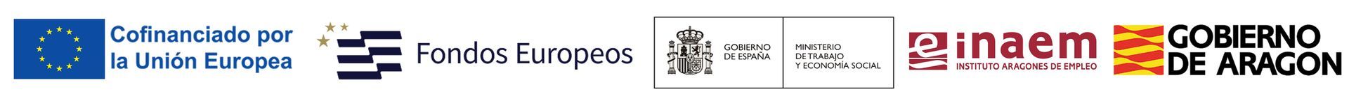 Logotipos de la Unión Europea, los Fondos Europeos, el Gobierno de Aragón y el Instituto Aragonés del Empleo (INAEM).