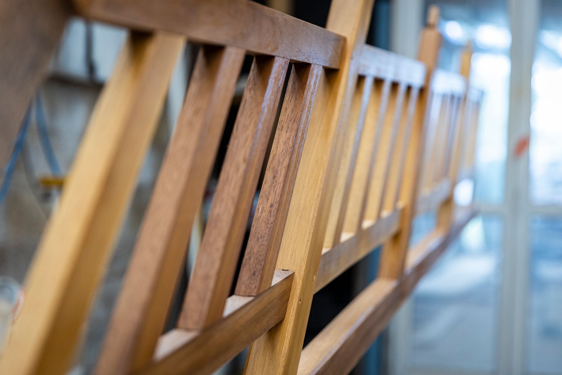 Prise de vue d'une partie d'un projet d'escalier droit en bois