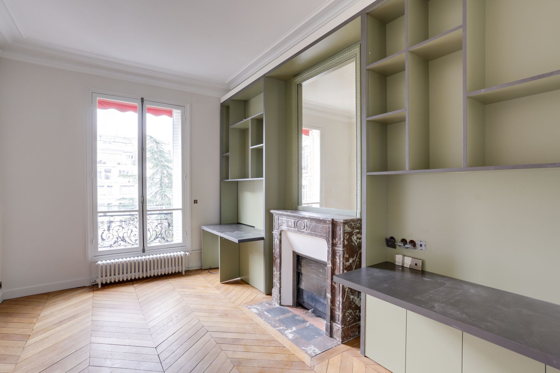 Chantier Faisanderie - salon et bibliothèque