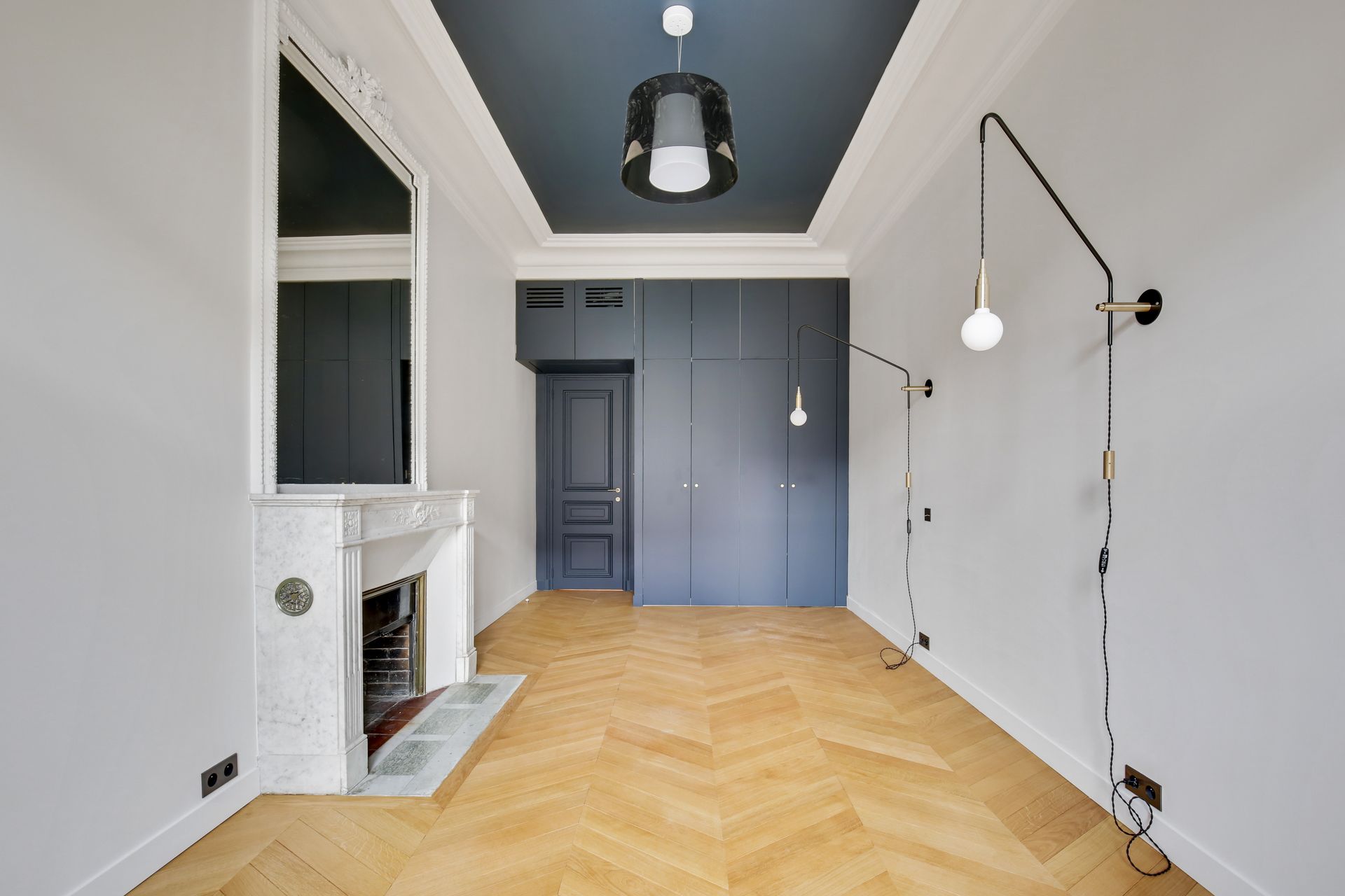 Chantier Wagram Monceau - pièce de vie avec cheminée