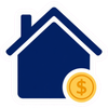 Icono de una casa azul con un