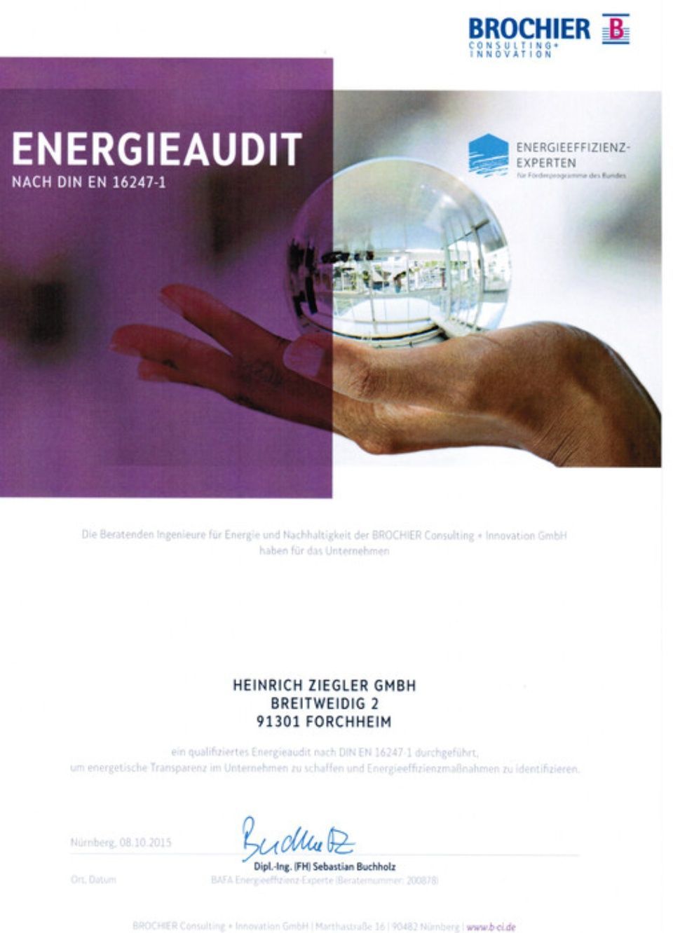 Heinrich Ziegler GmbH Zertifikat