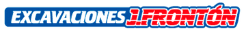 Logotipo de Excavaciones J. Front&oacute;n con texto azul y rojo sobre fondo blanco.