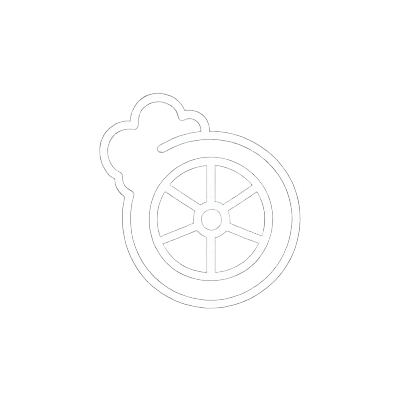 Une roue dessinée au contour, surmontée d'une mousse.