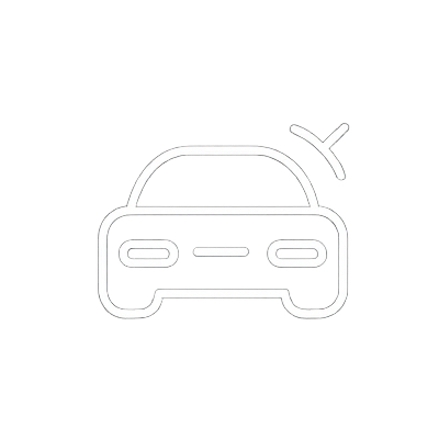 Voiture dessinée au trait, surmontée d'une polisseuse, sur fond blanc.