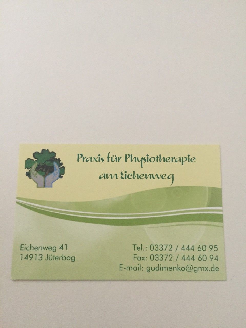 Visitenkarte Praxis für Physiotherapie am Eichenweg