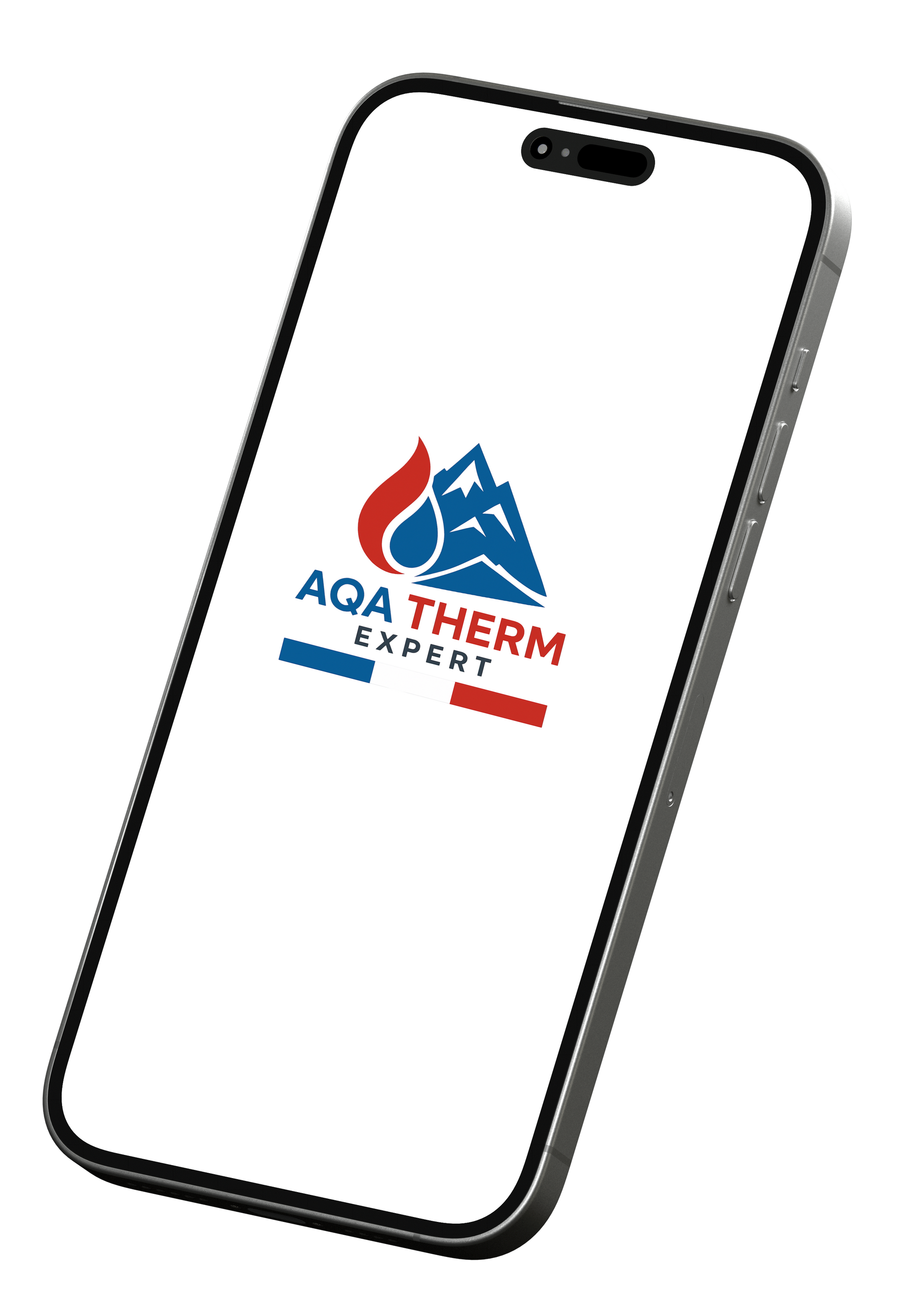 Un téléphone avec le logo de AQA THERM EXPERT
