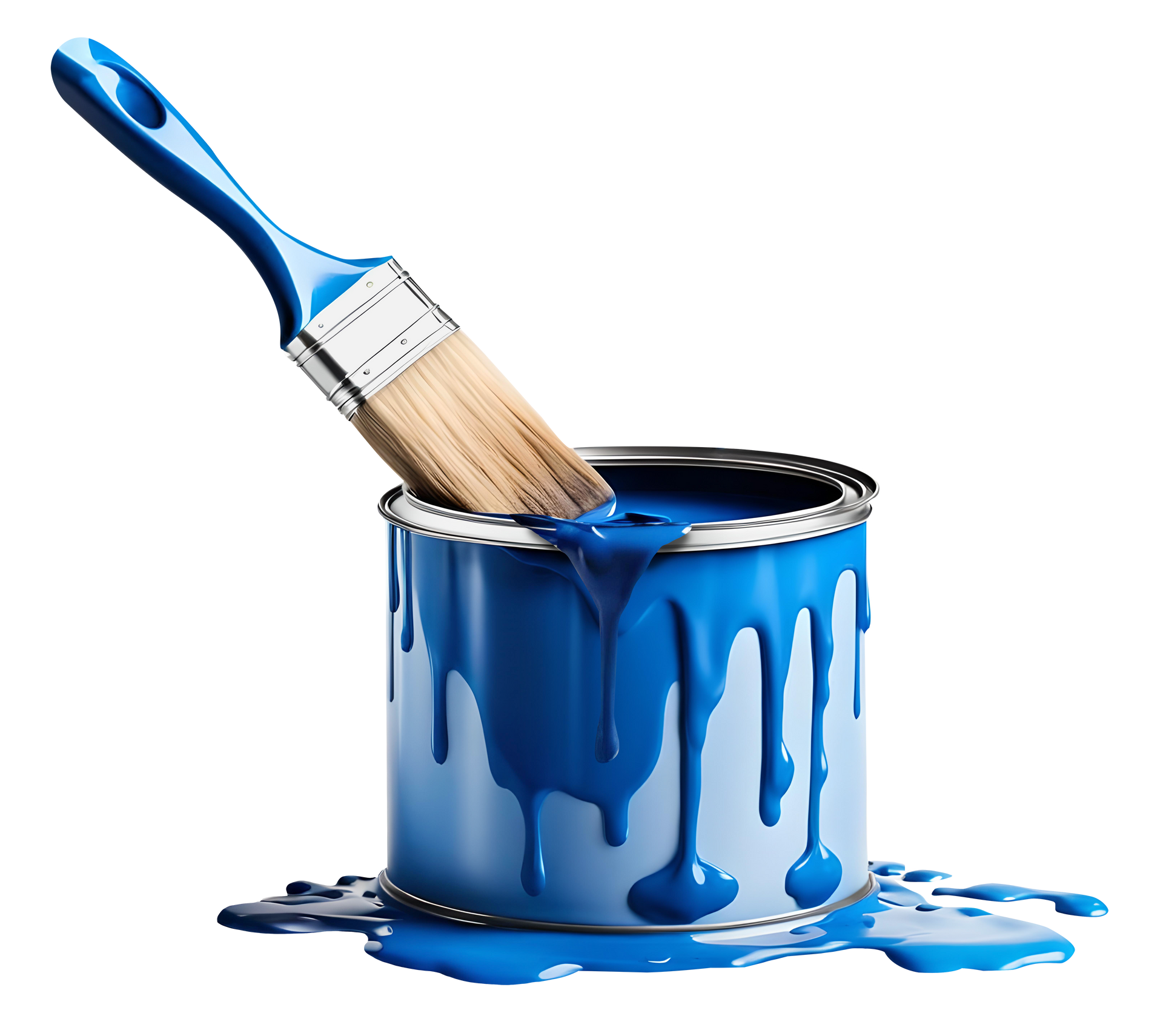 Un pot de peinture bleue