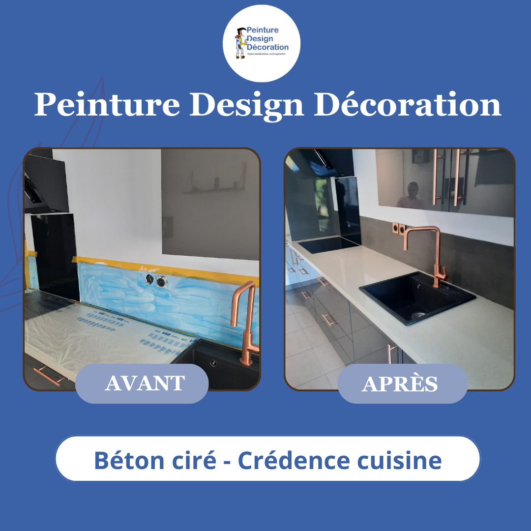 Une cuisine avec du béton ciré sur les murs