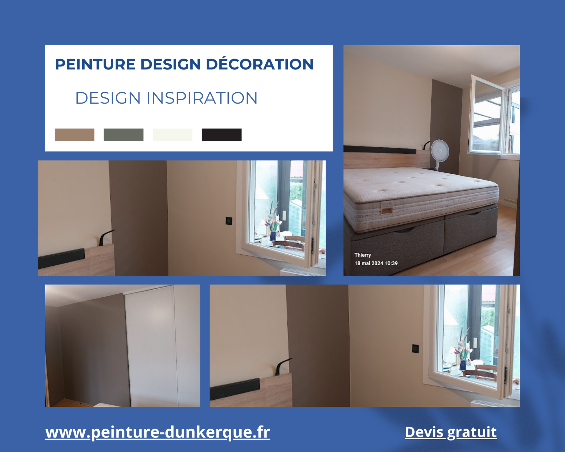 Une chambre avec des murs beiges