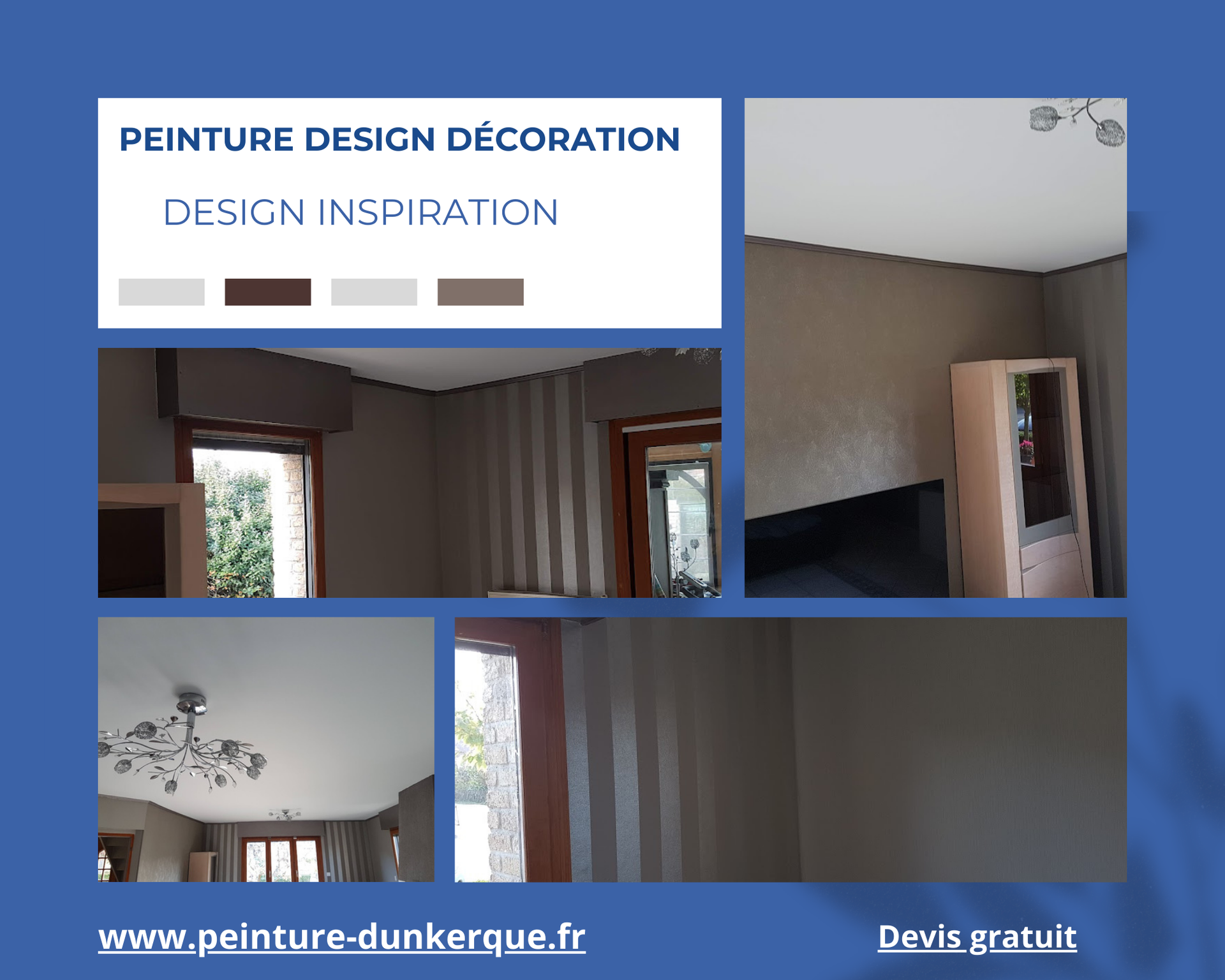 Un salon avec de la peinture marron