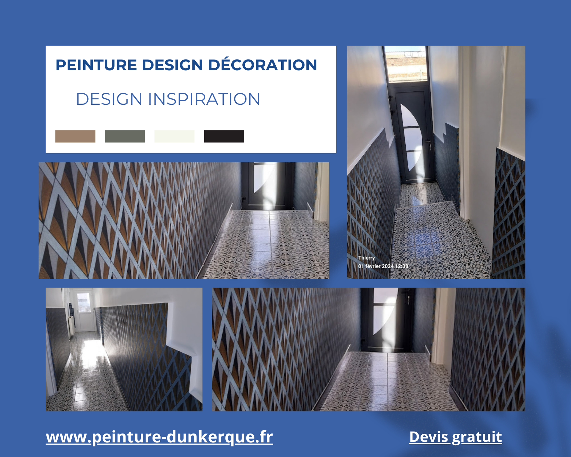 Un couloir avec un papier peint