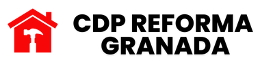 Logotipo de CDP REFORMA GRANADA: casa roja con icono de martillo, texto en negro.